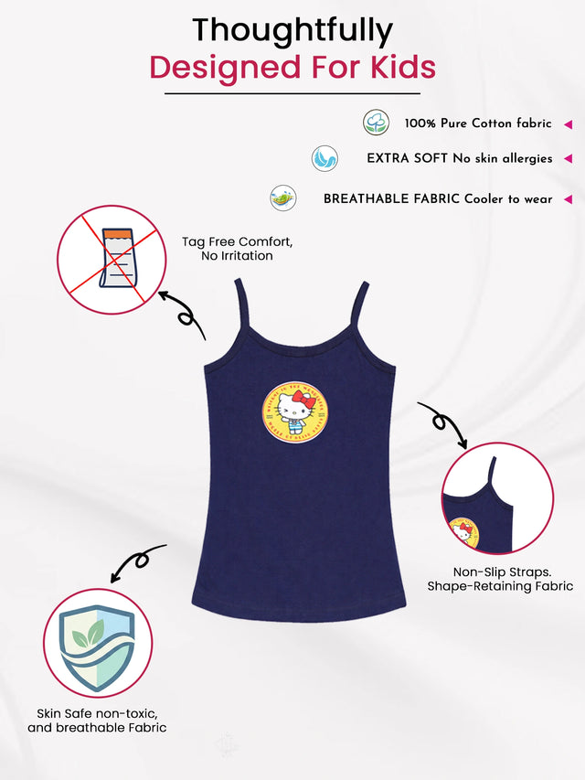 Girls 100% Cotton Round Neck Sleeveless Innerwear Vest for Everyday Comfort and Easy Layering - Pack of 3