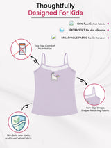 Girls 100% Cotton Sleeveless Innerwear Vest with Stretch for Everyday Comfort and Easy Layering - Pack of 2