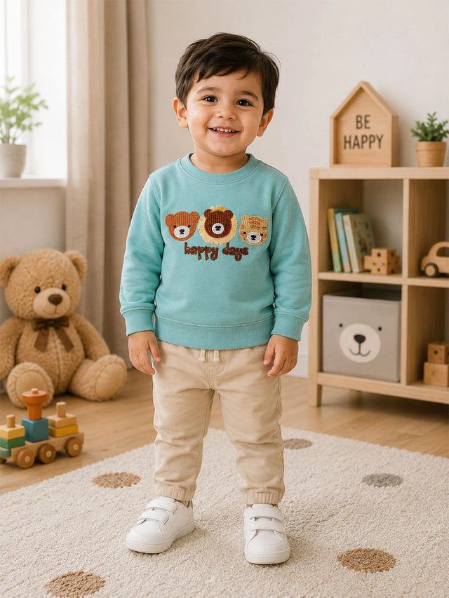 Baby Boys French Terry Printed Sweatshirt Pullover with Full Sleeves and Soft Cotton Fabric for Winter Wear