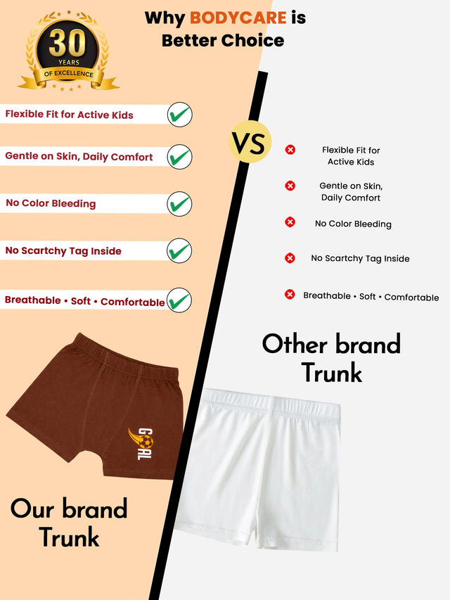 Boys Cotton Innerwear Trunk Inner Elastic for Everyday Innerwear Comfort, Secure Fit and Regular Use - Pack of 3