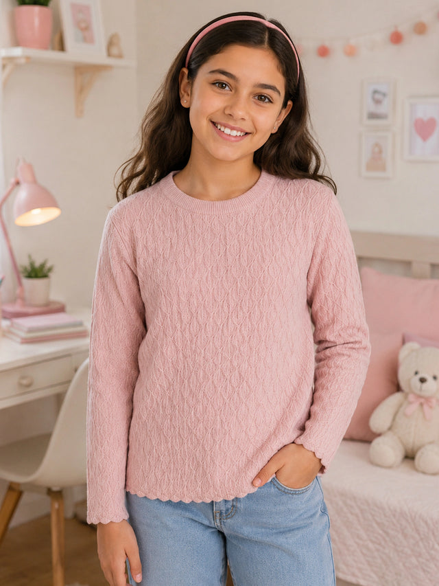 Girls Round Neck Full Sleeves Sweater with Comfortable Winter Wear Styling, Smart Casual Use and Easy Comfort