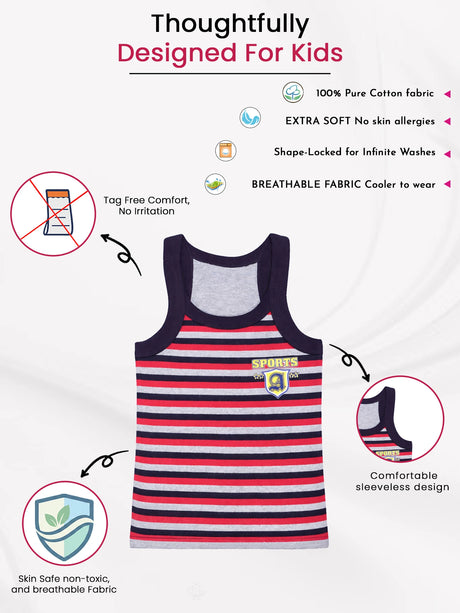 Boys Vest Round Neck Sleeveless Pack of 4 - Bodycare
