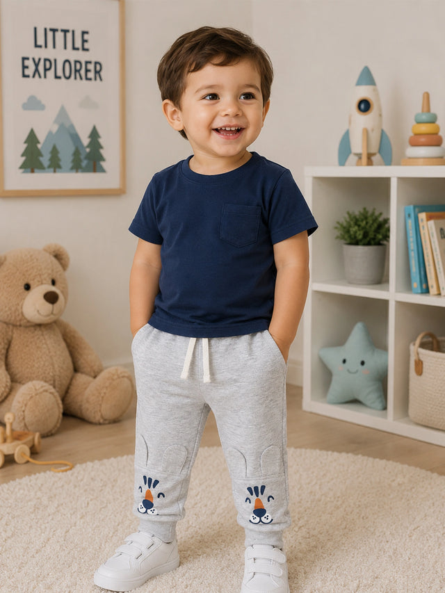 Baby Boys Cotton Track Pant with Regular Fit for Casual Wear, Sports Use, Easy Movement and Everyday Comfort