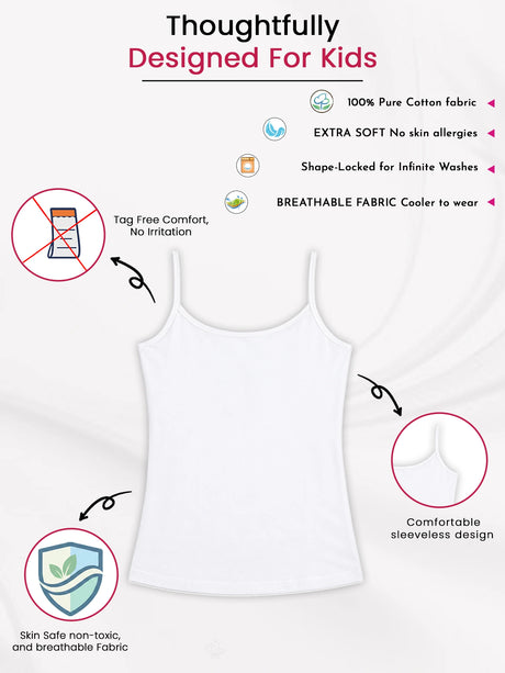 Girls Cotton Camisole Dori Neck Sleeveless