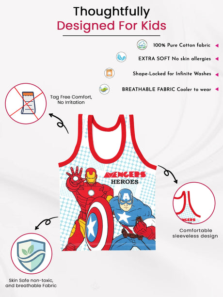 Boys Avengers Vest Round Neck Sleeveless Pack of 3