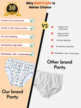 Girls 100% Cotton Panty Inner Elastic Pack of 3