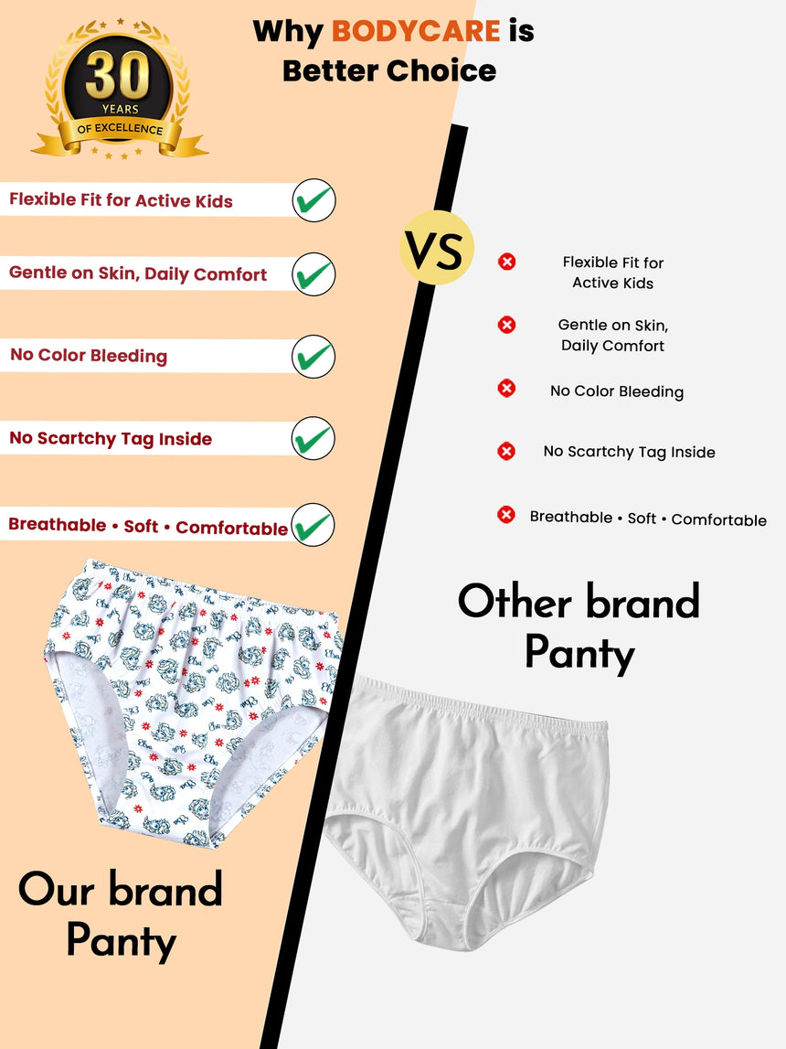 Girls 100% Cotton Panty Inner Elastic Pack of 3