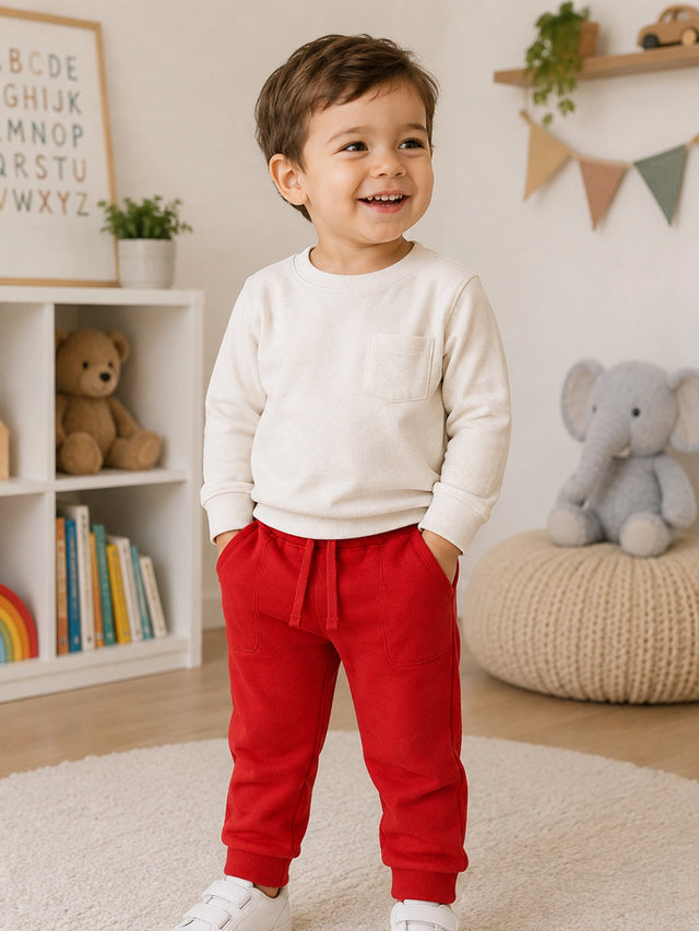 Baby Boys Interlock Cotton Track Pant with Regular Fit for Casual Comfort, Easy Movement and Everyday Wear