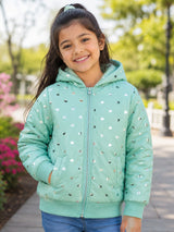 Girls Polyester Quilted Hooded Winter Jacket with Full Sleeves and Comfortable Outerwear Styling for Regular Use