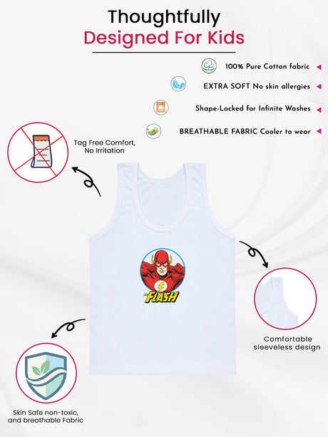 Boys Justice League Vest Round Neck Sleeveless Pack of 3