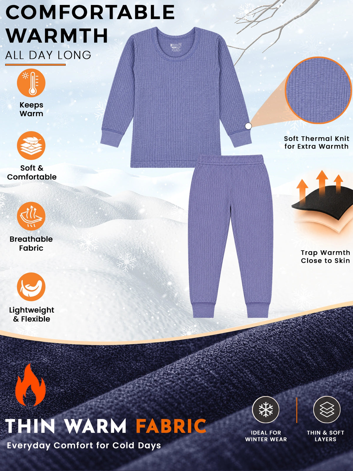 Unisex Antibacterial Thermal Top with Round Neck and Full Sleeves for Winter Layering and Cold-Weather Comfort - Pack of 1