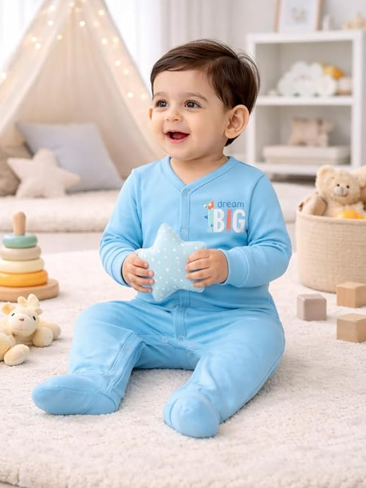 Unisex Baby Front Open Full Sleeve Romper in 100% Cotton for Sleepsuit Comfort and Easy Everyday Dressing