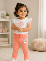 Baby Girls Cotton Printed Track Pant Joggers with Regular Fit for Casual Wear, Lounge Comfort and Easy Movement - Pack of 1