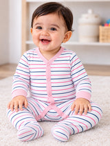 Unisex Baby 100% Cotton Full Sleeve Romper with Front Open Design for Sleepsuit Comfort and Easy Babywear Dressing