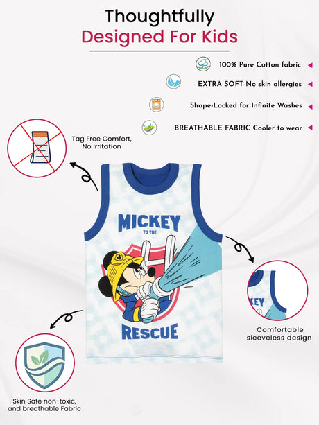Boys Mickey & Friends Vest Round Neck Sleeveless Pack of 3