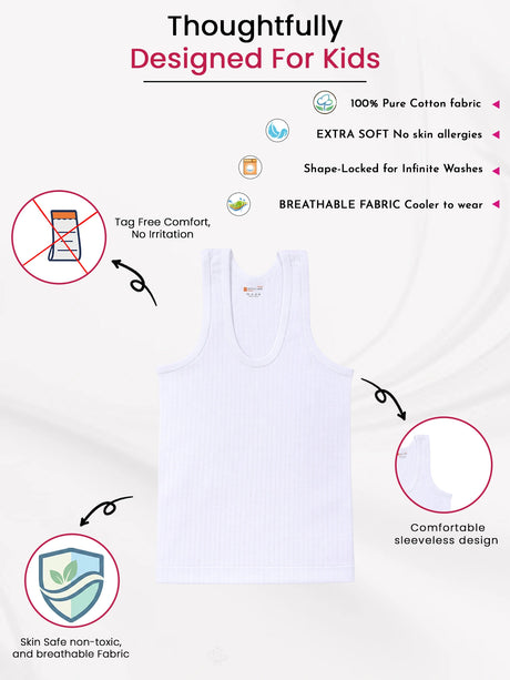 Boys Vest Round Neck Sleeveless Pack of 3