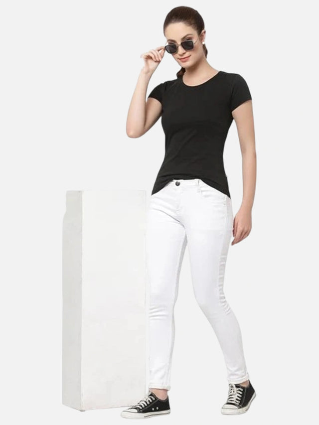 Women Solid T-Shirt Round Neck Half Sleeves with Casual Styling for Everyday Wear and Easy Layering Comfort