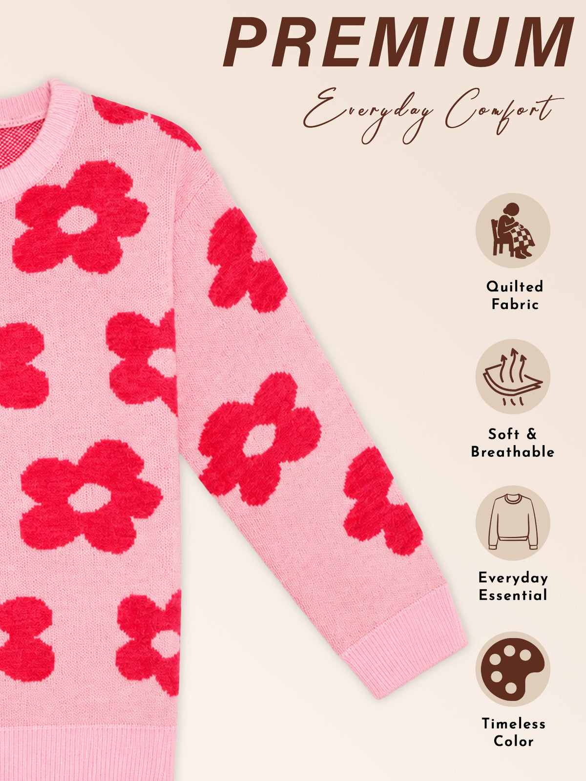 Girls Soft Cotton Blend Sweater for Winter Wear, Warm Comfort, Everyday Outfits and Regular Wardrobe Use