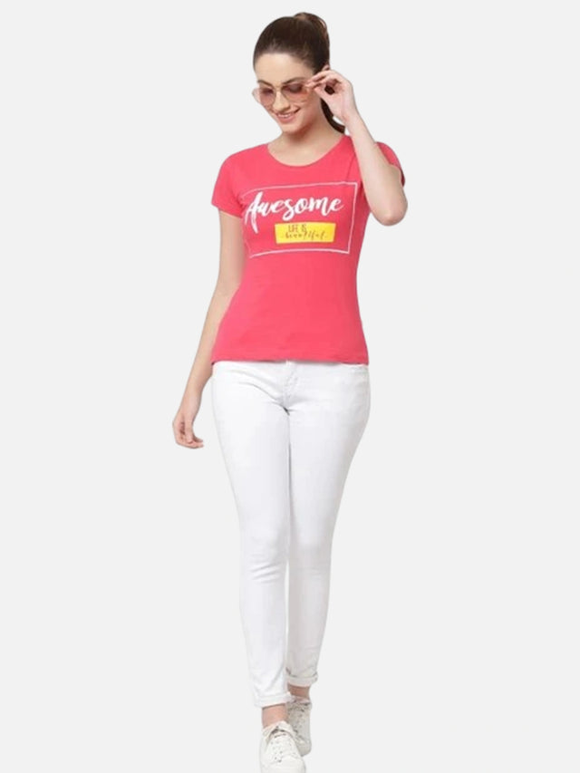 Women Solid T-Shirt Round Neck Half Sleeves with Everyday Casual Styling for Comfort and Wardrobe Essentials