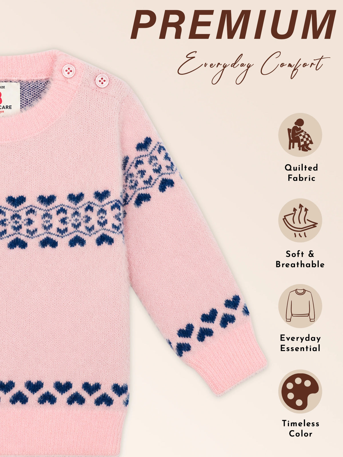 Girls Soft Cotton Blend Sweater for Winter Wear, Warm Comfort, Casual Styling and Regular Wardrobe Use