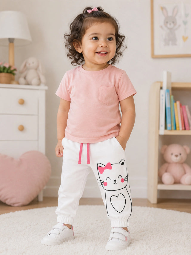 Girls Lightweight Stretchable Track Pant for Casual Wear, Outdoor Play, Easy Movement and Everyday Comfort