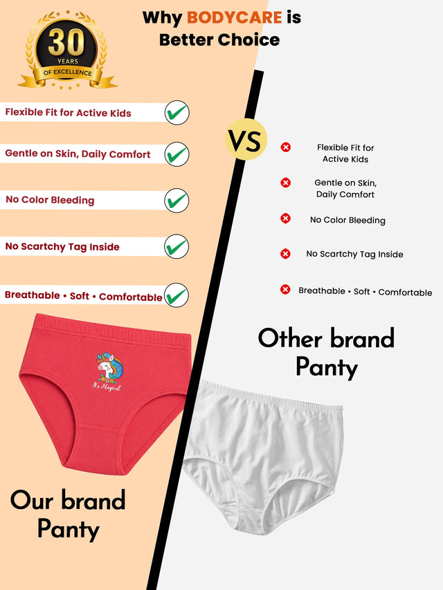 Girls Innerwear Panty Inner Elastic for Everyday Innerwear Comfort, Secure Fit and Regular Use - Pack of 4