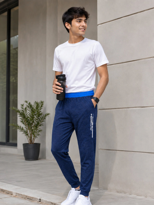 Men Polycotton Rich Track Pant with Side Pockets, Stretch Fabric and Slim Fit for Gym, Lounge and Casual Wear