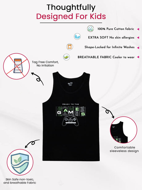 Boys 100% Cotton Vest Round Neck Regular Fit Pack of 2