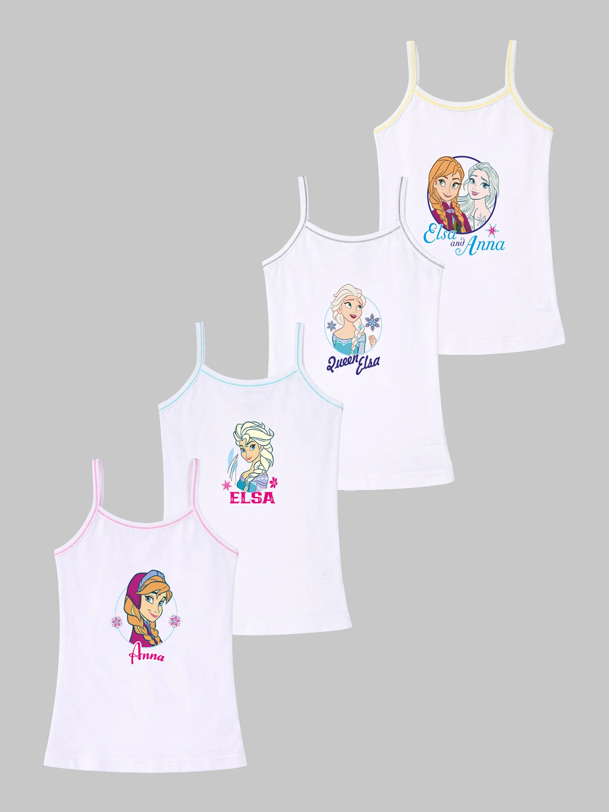 Girls Frozen Camisole Sleeveless Vest Innerwear for Comfortable Daily Wear, Easy Movement and Regular Use - Pack of 4