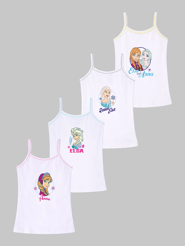 Girls Frozen Camisole Sleeveless Vest Innerwear for Comfortable Daily Wear, Easy Movement and Regular Use - Pack of 4