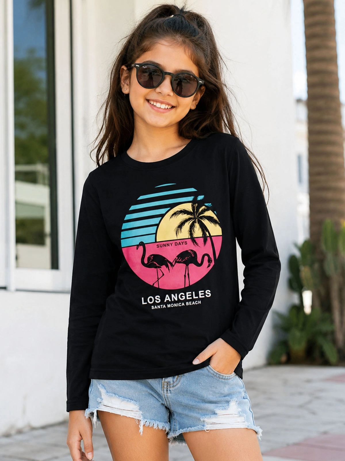 Girls Round Neck Full Sleeves Printed T-Shirt with Casual Styling, Easy Movement and Comfortable Regular Wear Appeal