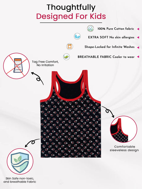Boys Vest Round Neck Sleeveless Pack of 3