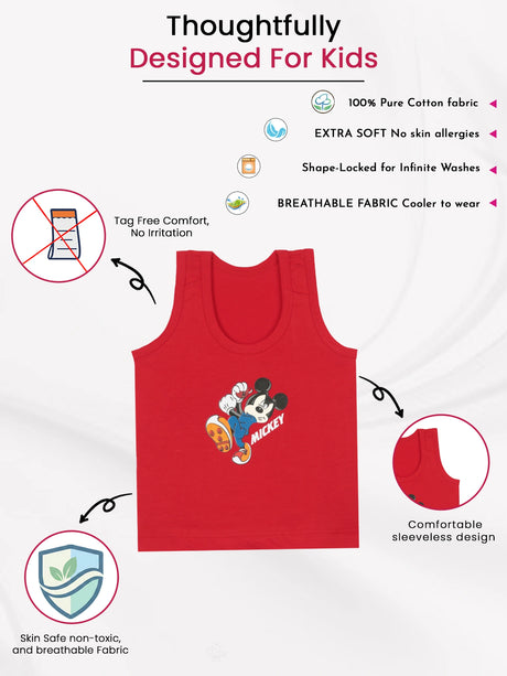 Boys Mickey & Friends Vest Round Neck Sleeveless Pack of 3