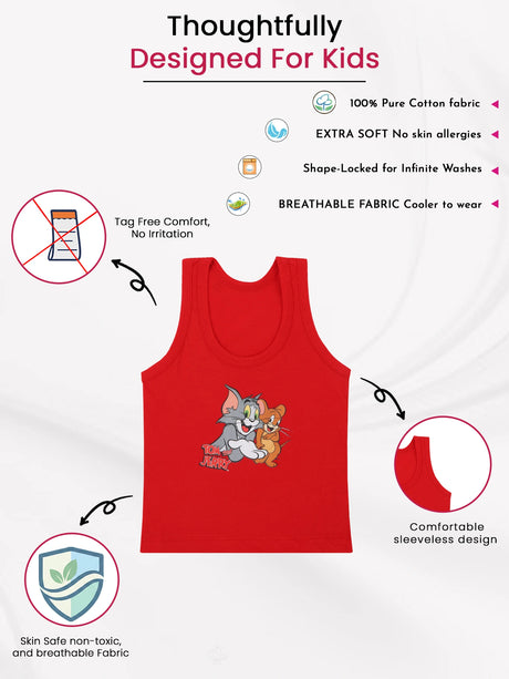 Boys Tom & Jerry Vest Round Neck Sleeveless Pack of 3