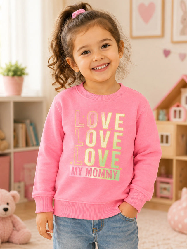 Baby Girls Round Neck Full Sleeve Sweatshirt for Comfortable Casual Wear, Everyday Styling and Regular Use