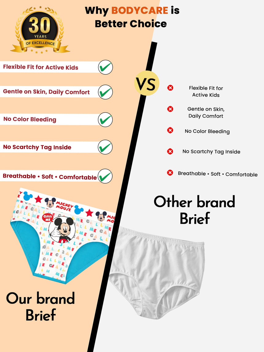 Boys Mickey & Friends Brief Top Elastic Pack of 4 - Bodycare
