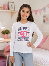 Girls Round Neck Full Sleeves Printed T-Shirt with Casual Styling, Easy Movement and Comfortable Regular Wear Appeal