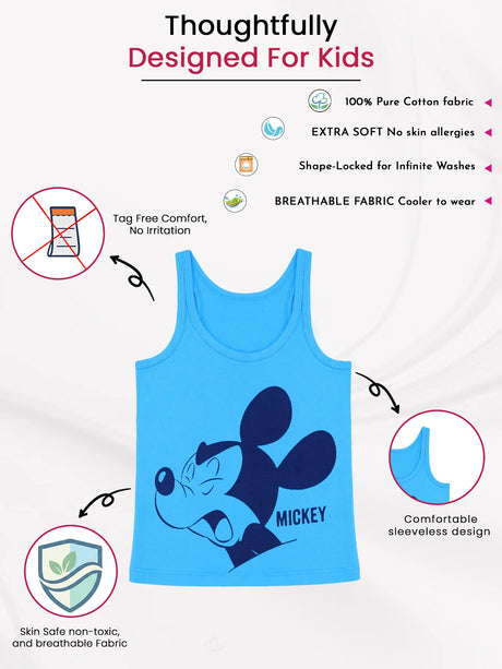 Boys Mickey & Friends Vest Round Neck Sleeveless Pack of 3 - Bodycare