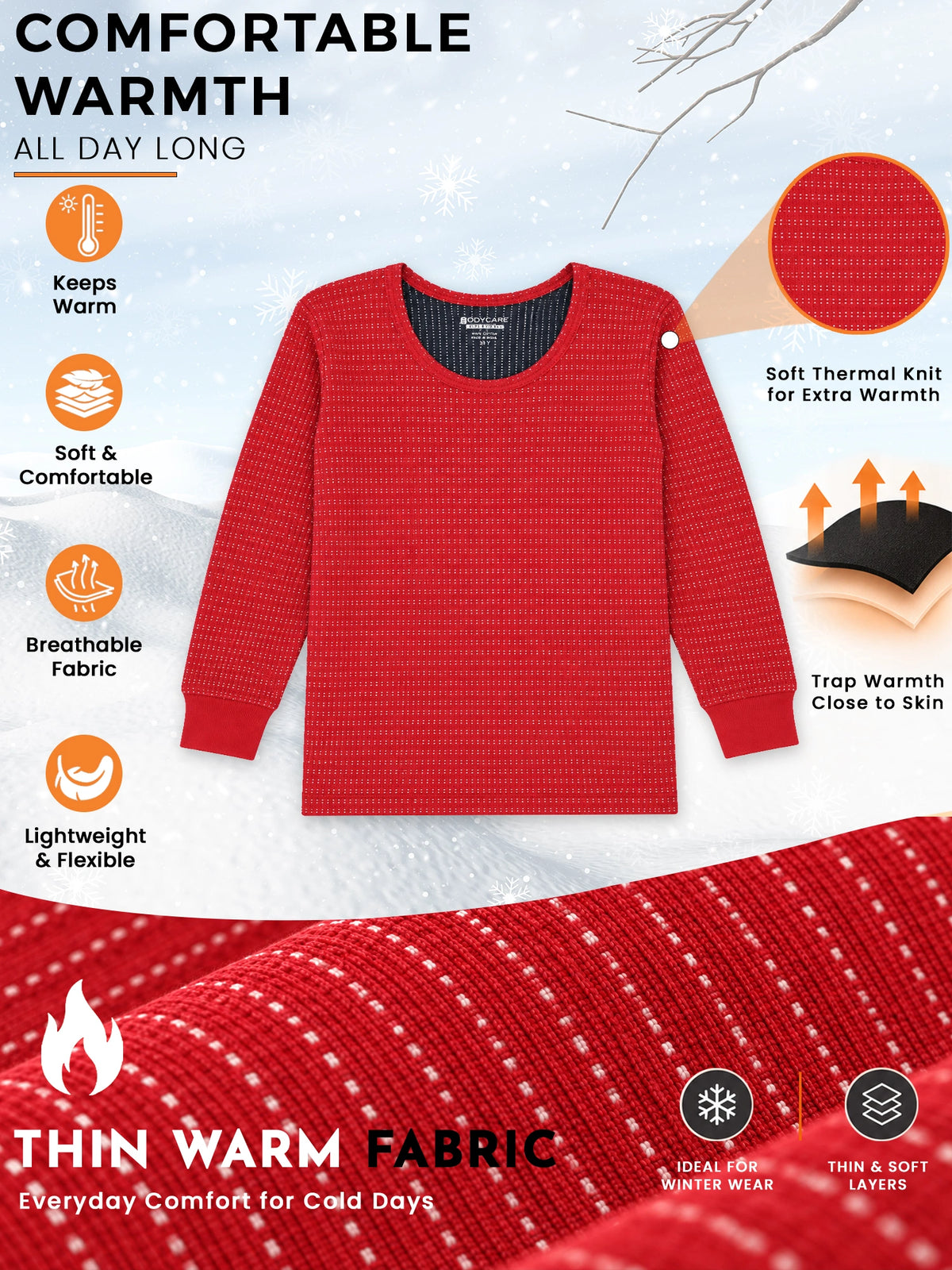 Unisex Antibacterial Round Neck Full Sleeve Thermal Top for Winter Innerwear Comfort and Warm Base Wear - Pack of 2