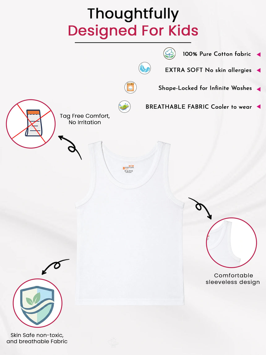 Boys Organic Vest Round Neck Sleeveless Pack of 2