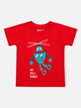 Baby Boys 100% Cotton Round Neck T-Shirt with Half Sleeves, Soft Breathable Comfort and Regular Fit Casual Wear