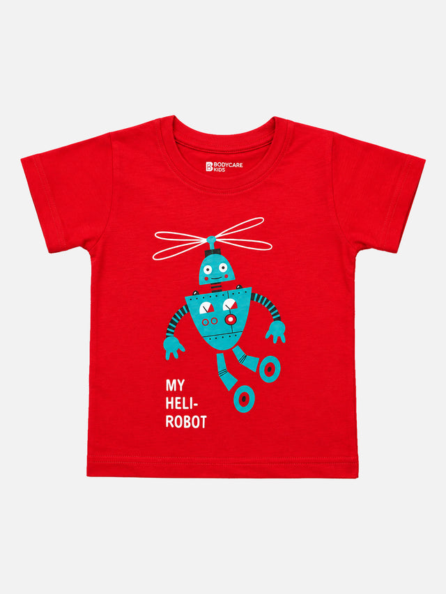 Baby Boys 100% Cotton Round Neck T-Shirt with Half Sleeves, Soft Breathable Comfort and Regular Fit Casual Wear