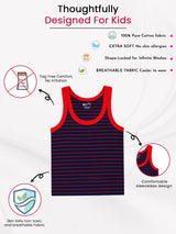 Boys Striped Round Neck Sleeveless Innerwear Vest for Everyday Comfort, Easy Layering and Wardrobe Essentials - Pack of 3