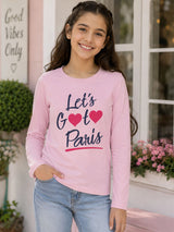 Girls Round Neck Full Sleeves Printed T-Shirt with Casual Styling, Easy Movement and Comfortable Regular Wear Appeal