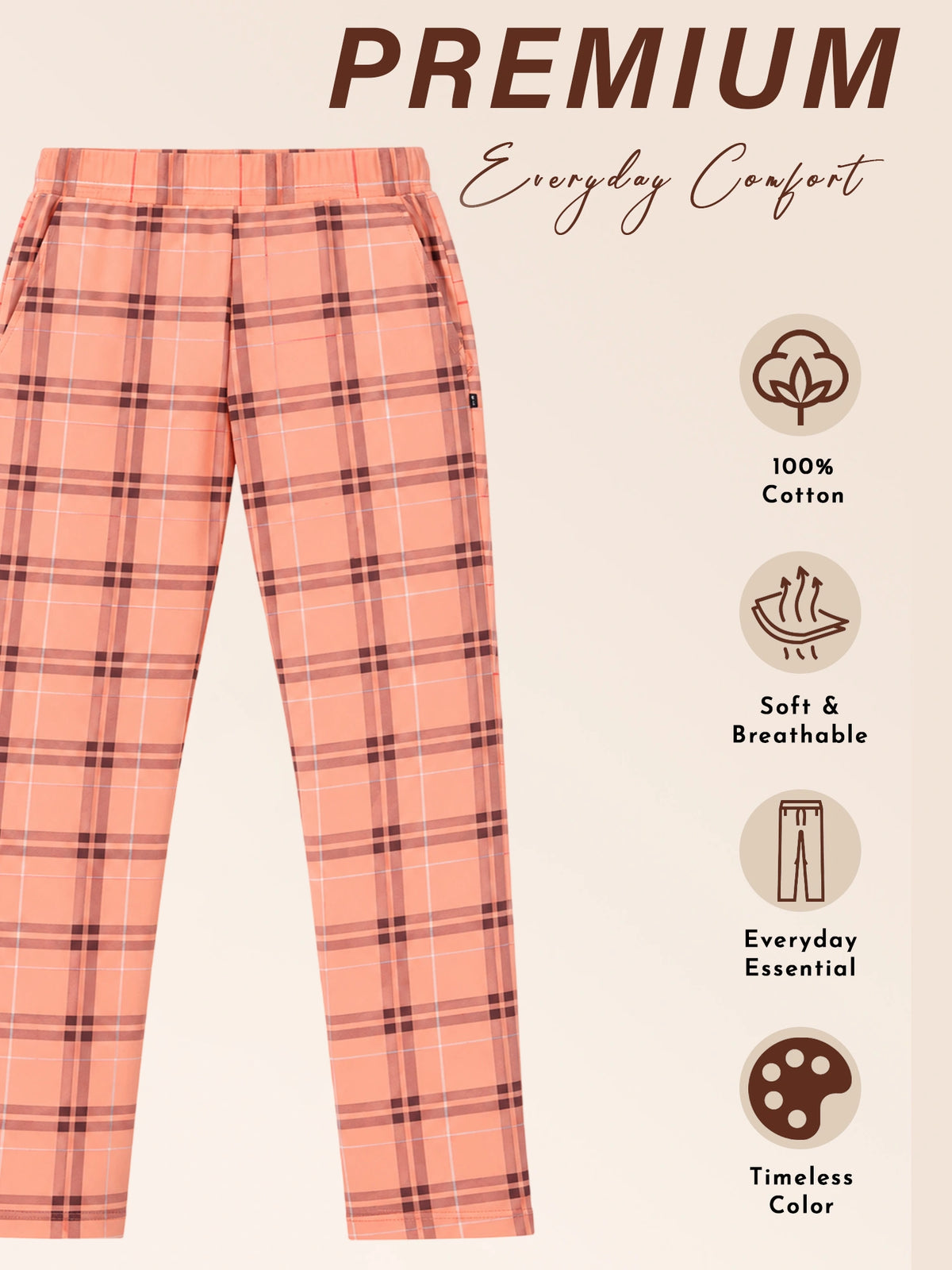 Women 100% Cotton Lower Pyjama with Side Pockets and Skinny Fit Track Pant Style for Casual Active Wear
