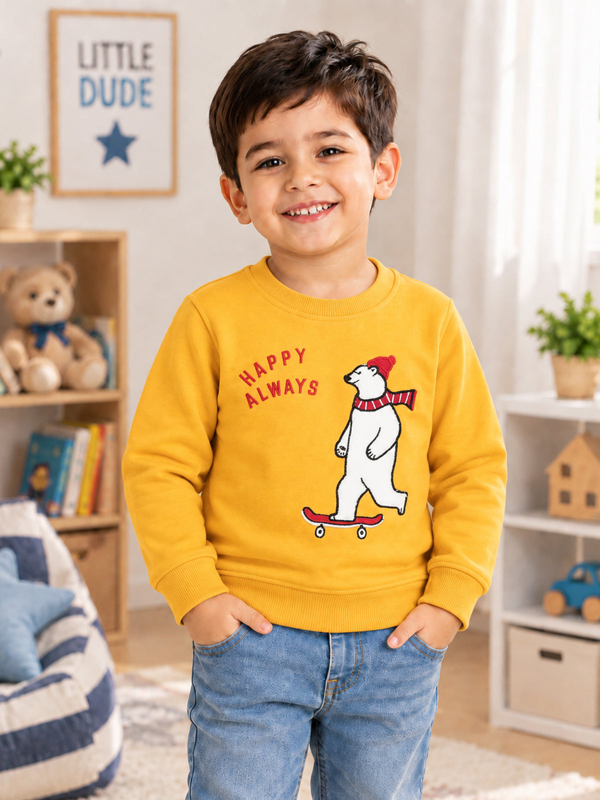 Baby Boys Round Neck Full Sleeve Sweatshirt for Regular Casual Wear, Comfortable Styling and Wardrobe Use