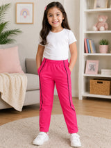 Girls 100% Cotton Solid Track Pant with Side Pockets and Regular Fit Jogger Styling for Comfortable Kids Activewear
