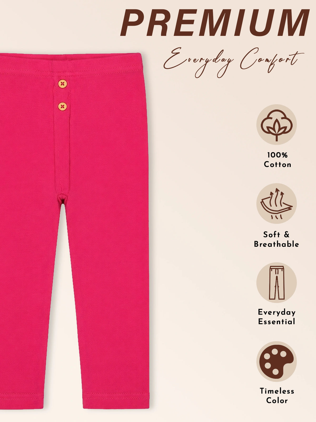 Baby Girls 100% Cotton Track Pant with Stretchable Elastic Waistband, Full Length Comfort and Casual Bottom Wear