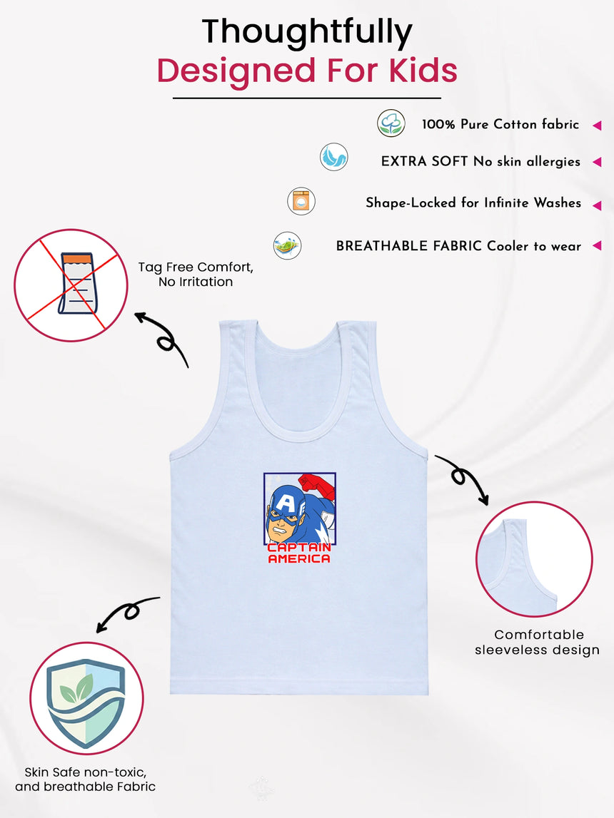Boys Avengers Vest Round Neck Sleeveless Pack of 3