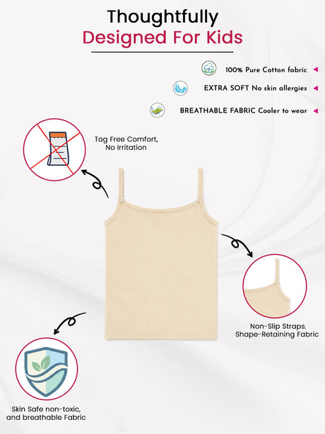 Girls 100% Cotton Vest Sleeveless Pack of 4
